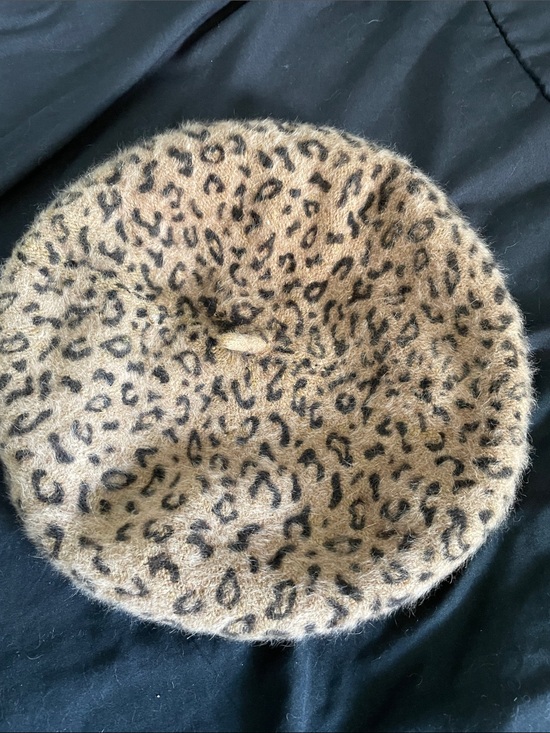 Accessories - Leopard Print Fuzzy Beret - Women Accessories